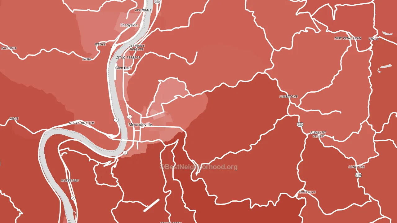Marshall County, WV block-group political-lean map