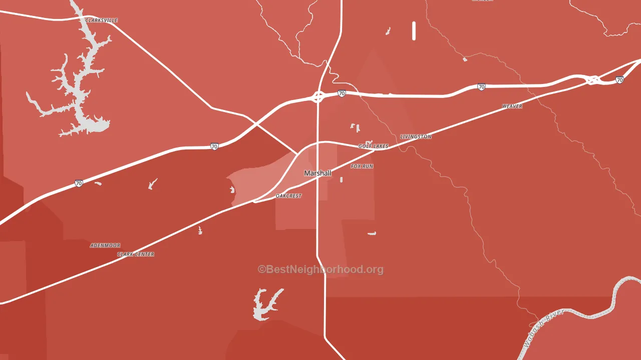 Marshall, IL block-group political-lean map
