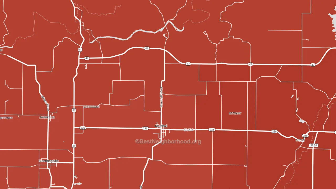 Marshall, IN block-group political-lean map