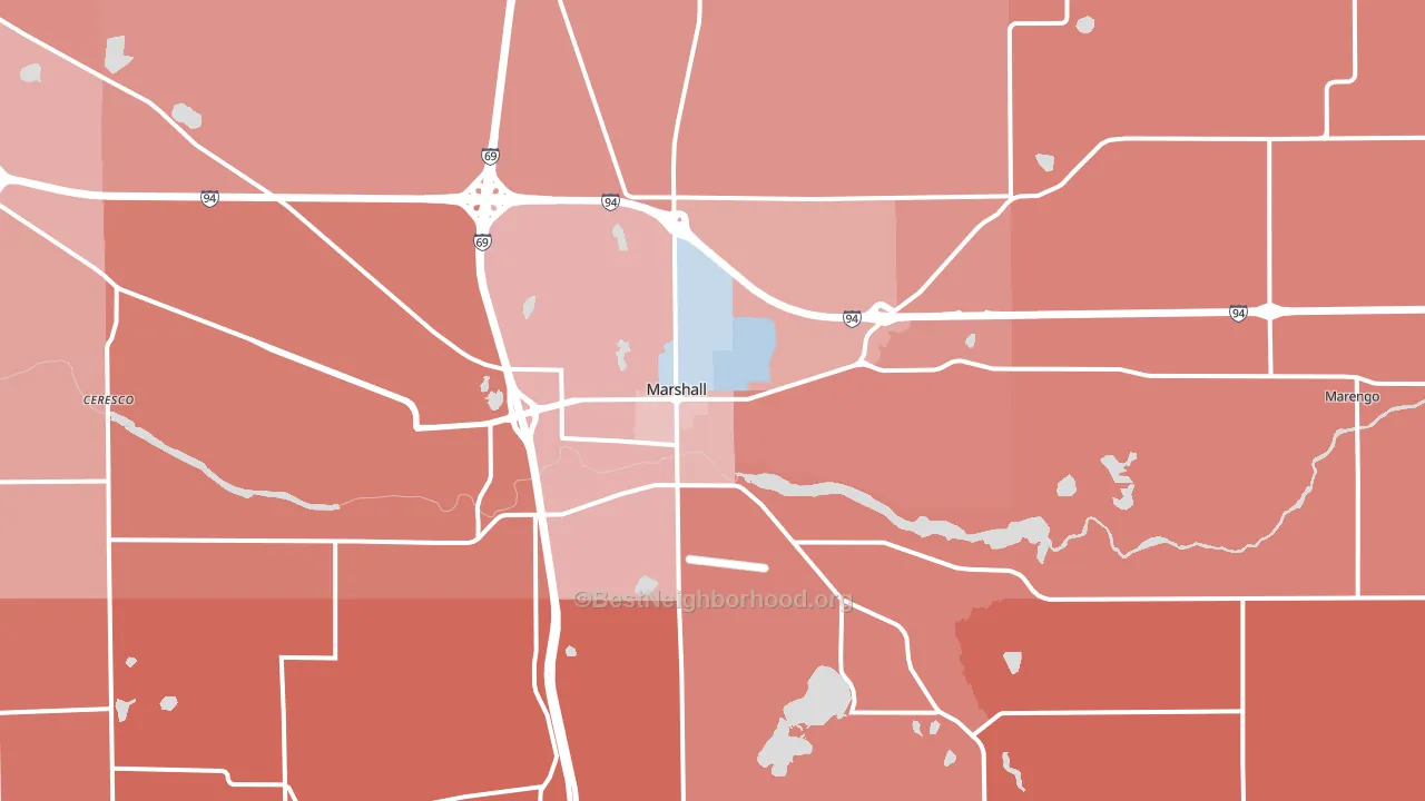 Marshall, MI block-group political-lean map