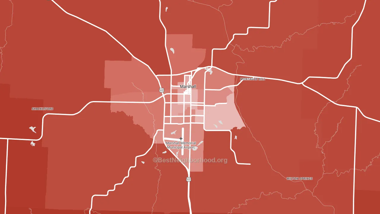 Marshall, MO block-group political-lean map