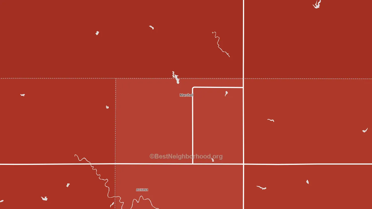 Marshall, OK block-group political-lean map