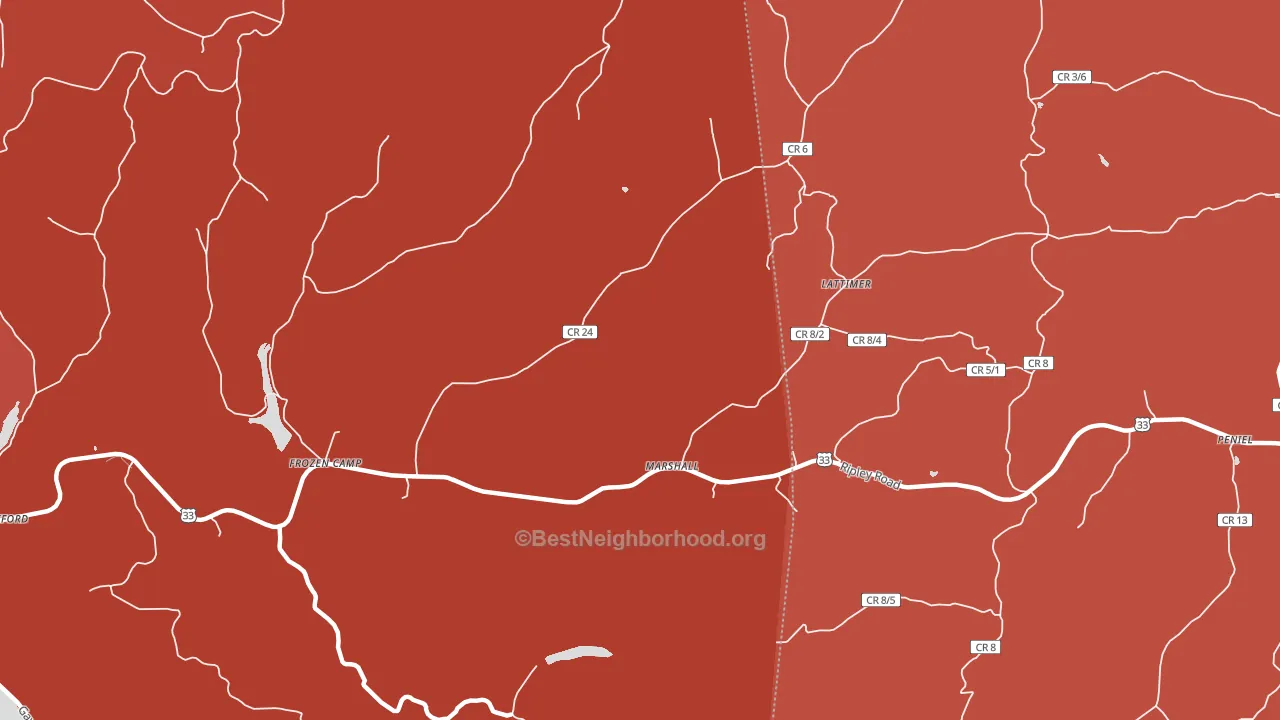 Marshall, WV block-group political-lean map