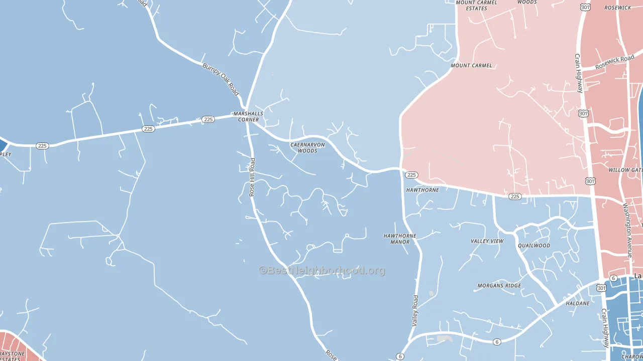 Marshalls Corner, MD block-group political-lean map