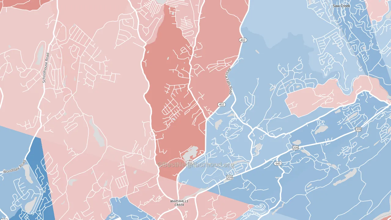 Marshalls Creek, PA block-group political-lean map
