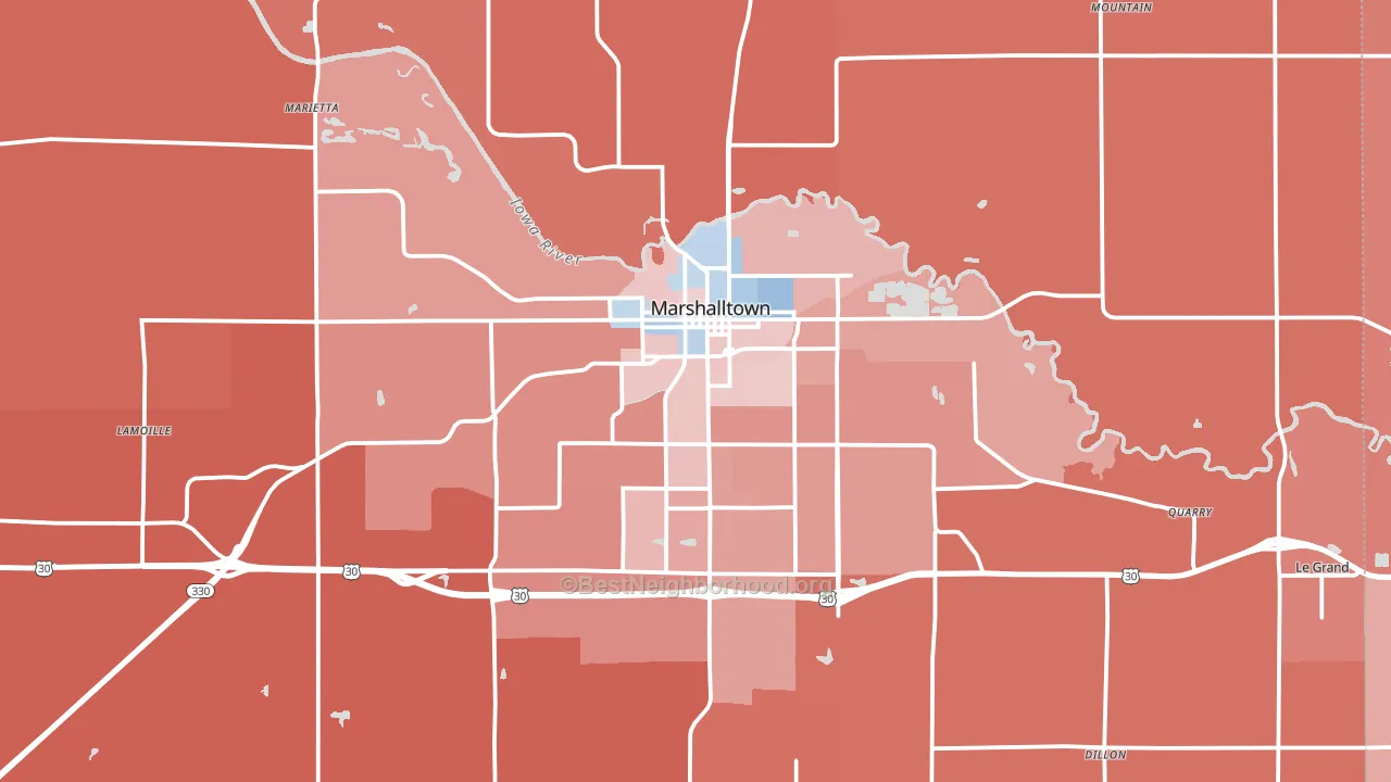 Marshalltown, IA block-group political-lean map