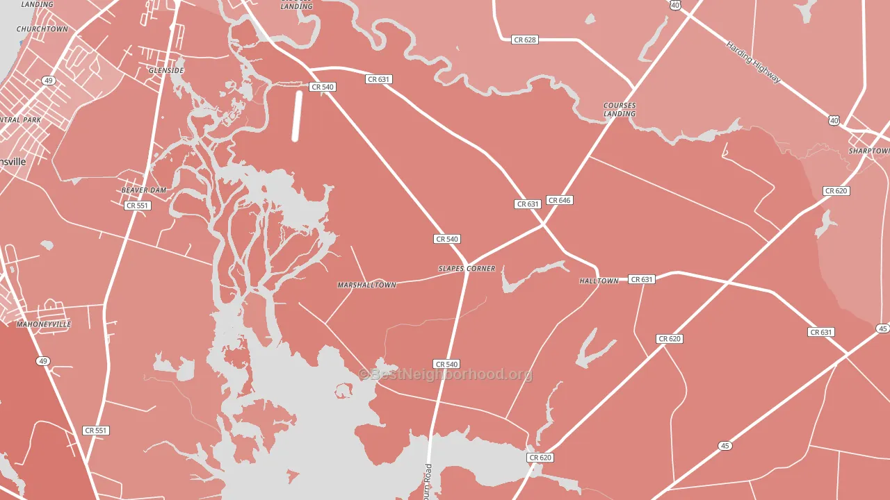Marshalltown, NJ block-group political-lean map