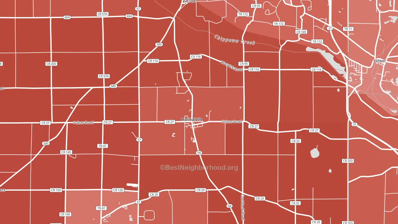 Marshallville, OH block-group political-lean map