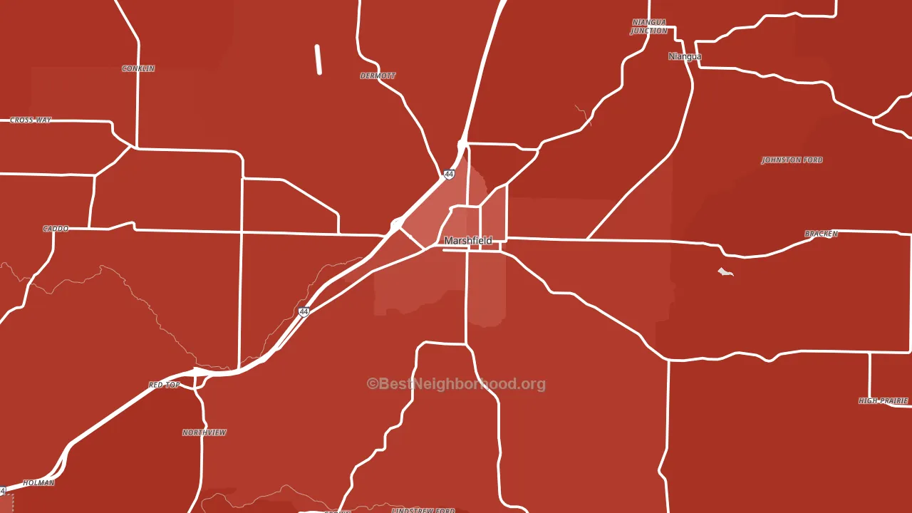 Marshfield, MO block-group political-lean map