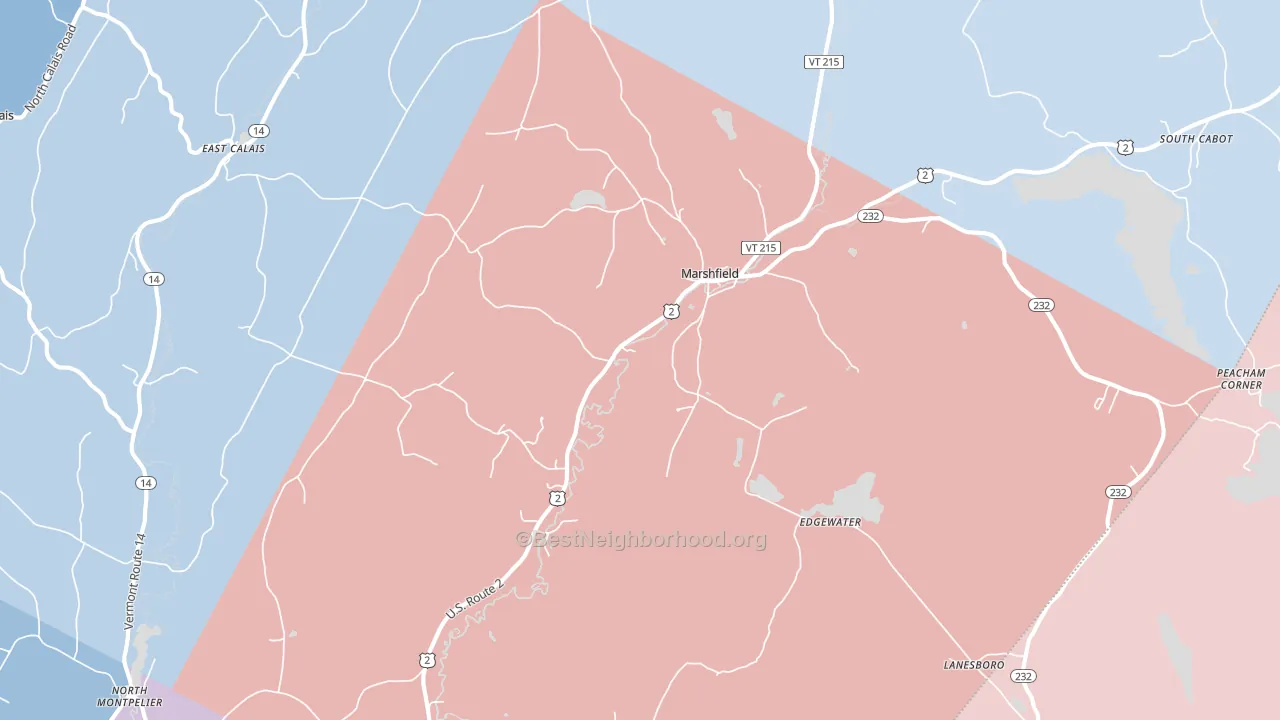 Marshfield, VT block-group political-lean map