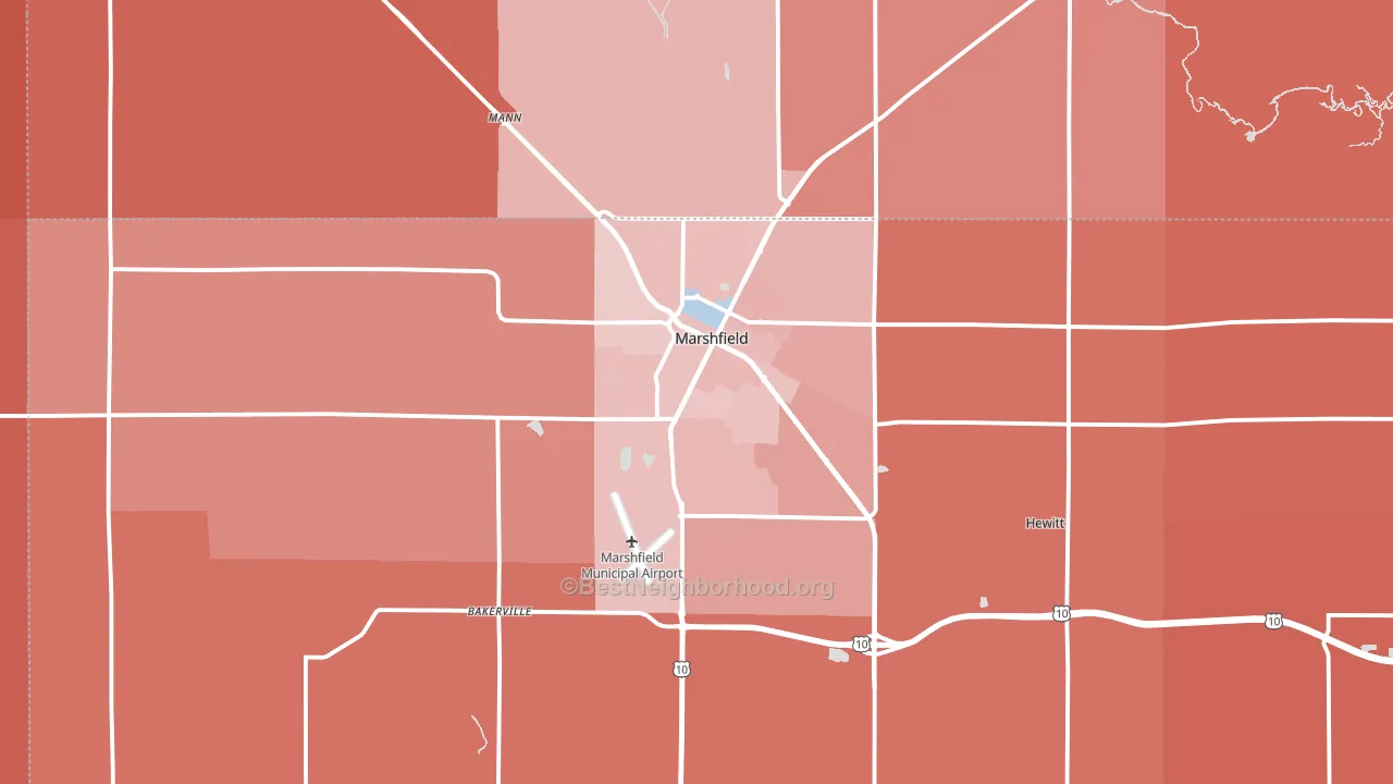 Marshfield, WI block-group political-lean map