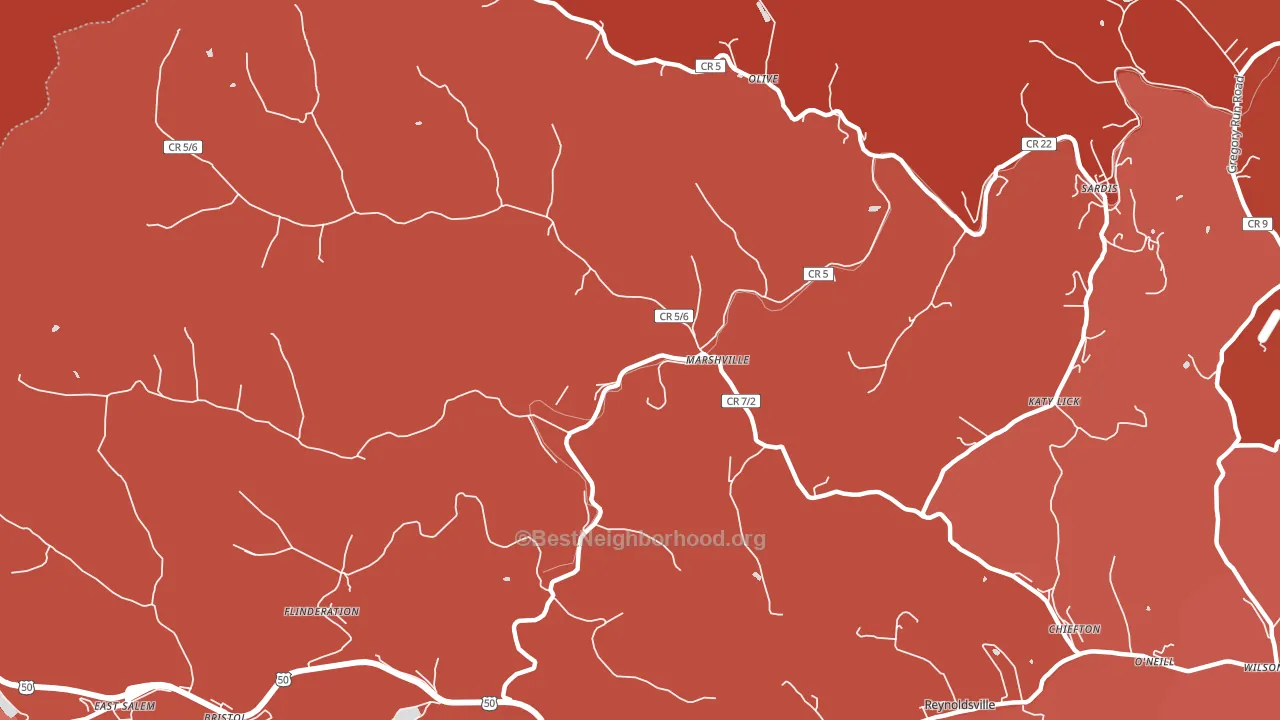 Marshville, WV block-group political-lean map