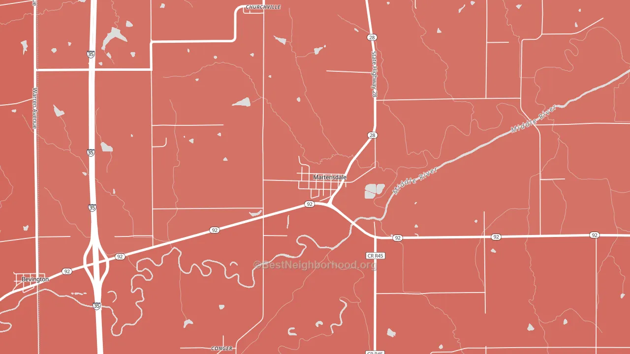 Martensdale, IA block-group political-lean map