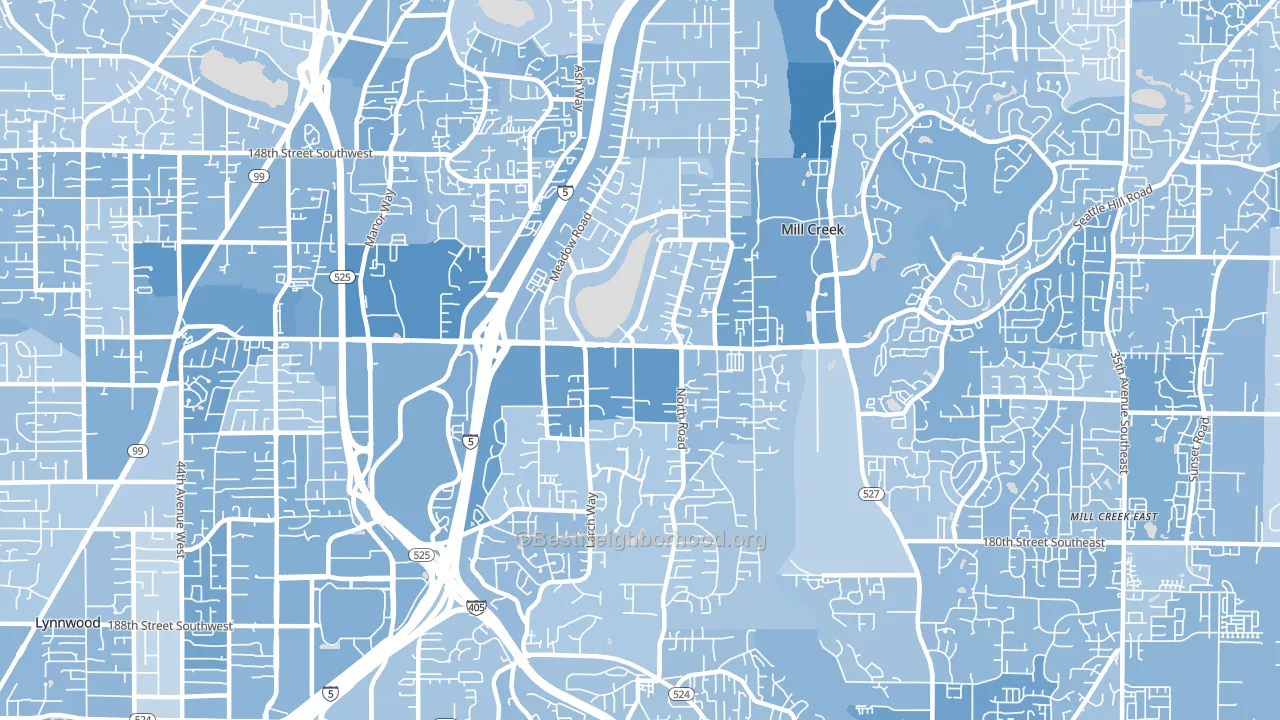 Martha Lake, Lynnwood, WA block-group political-lean map