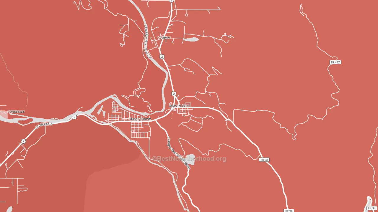 Martin City, MT block-group political-lean map