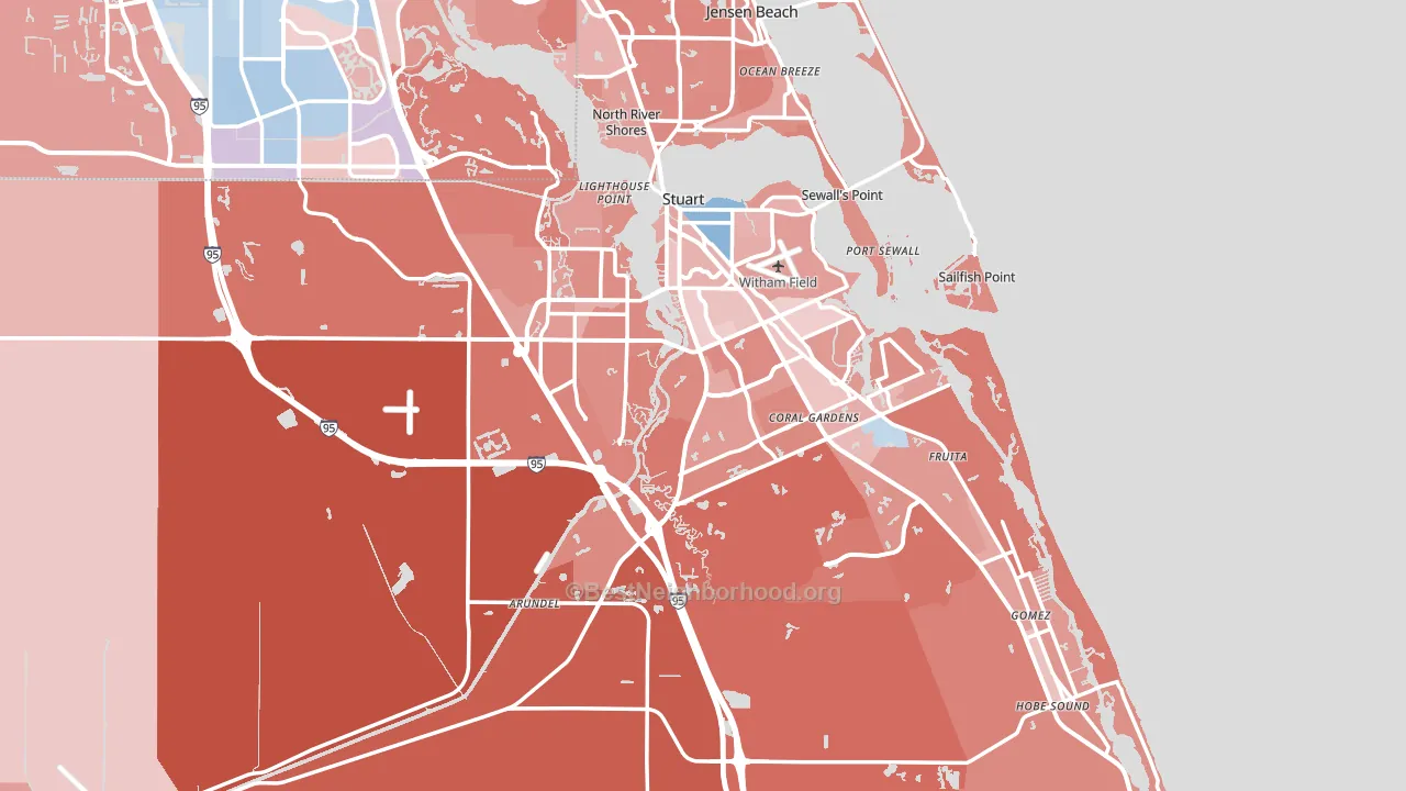 Martin County, FL block-group political-lean map