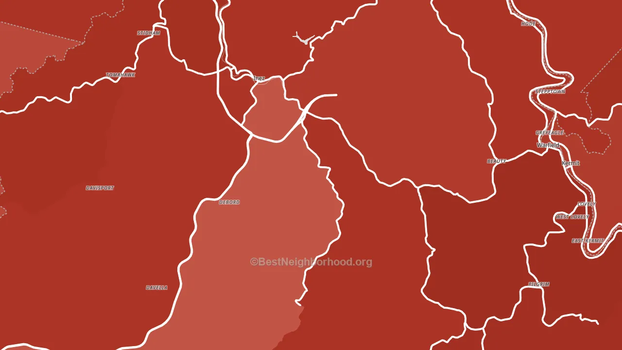 Martin County, KY block-group political-lean map