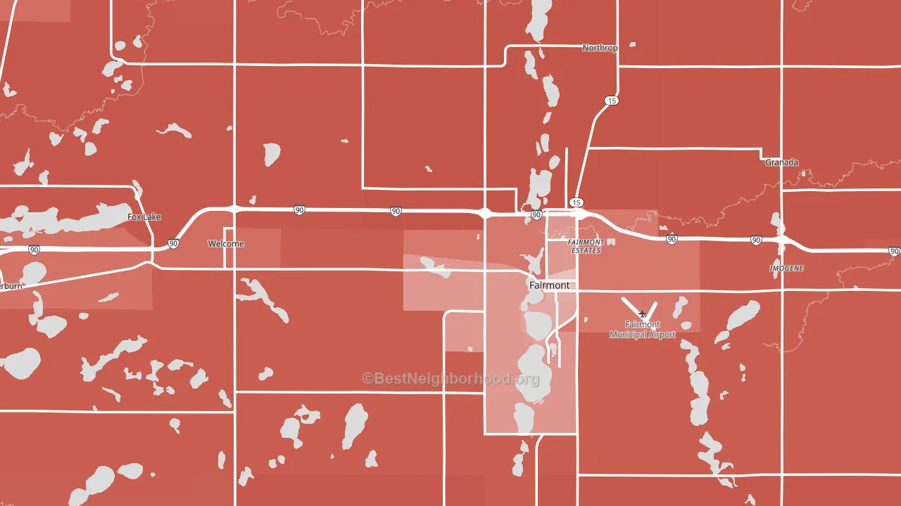 Martin County, MN block-group political-lean map