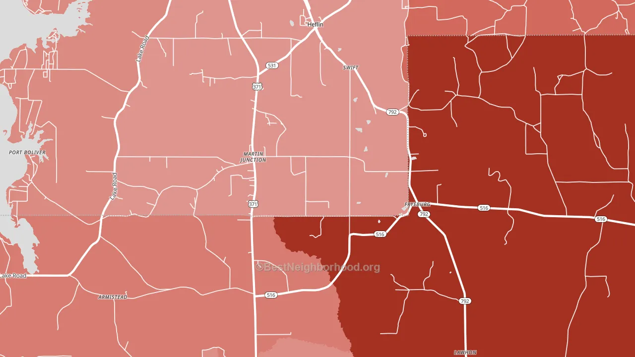Martin Junction, LA block-group political-lean map