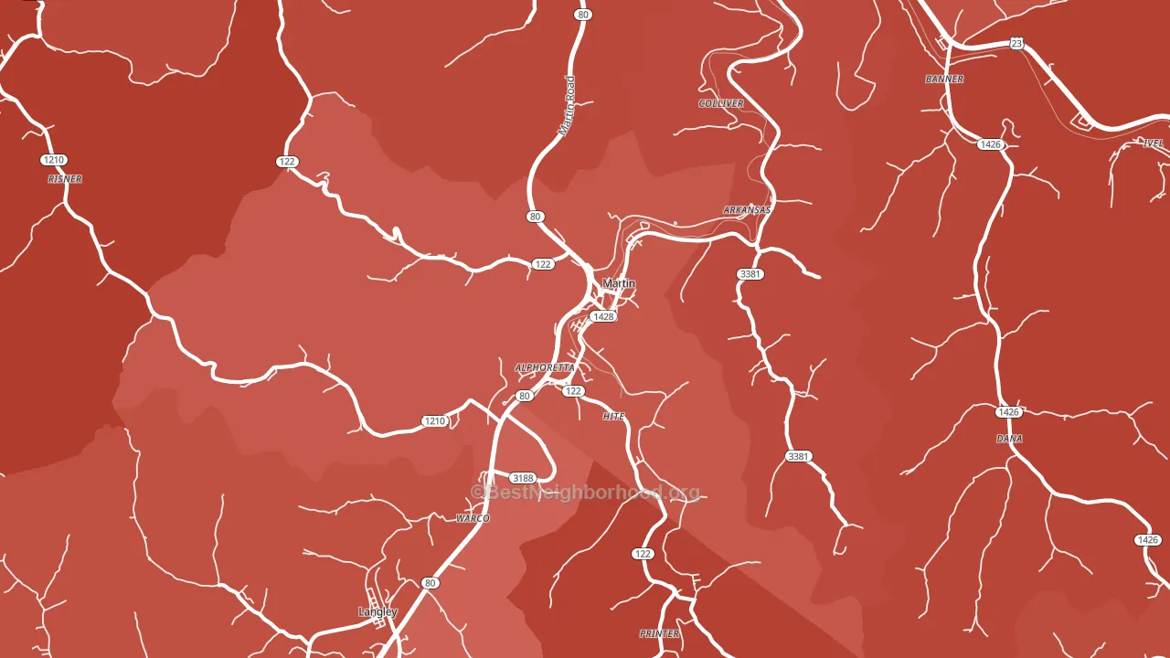 Martin, KY block-group political-lean map