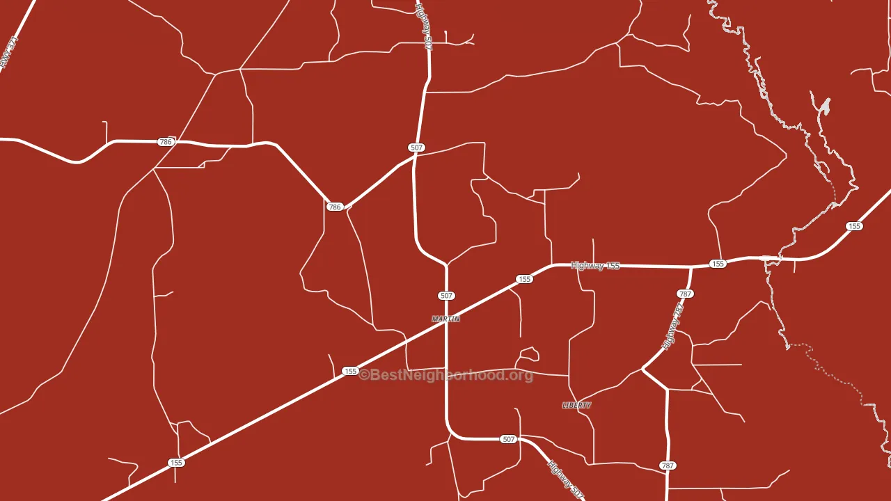 Martin, LA block-group political-lean map