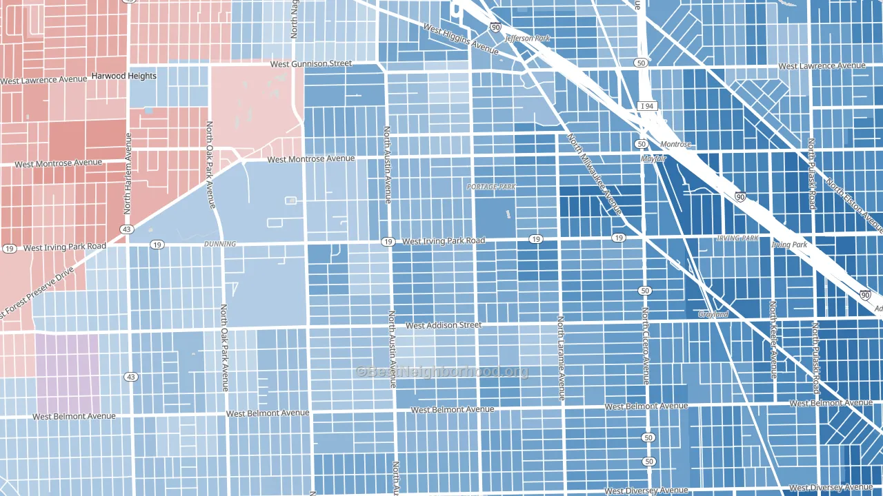 Martin Luther, Chicago, IL block-group political-lean map