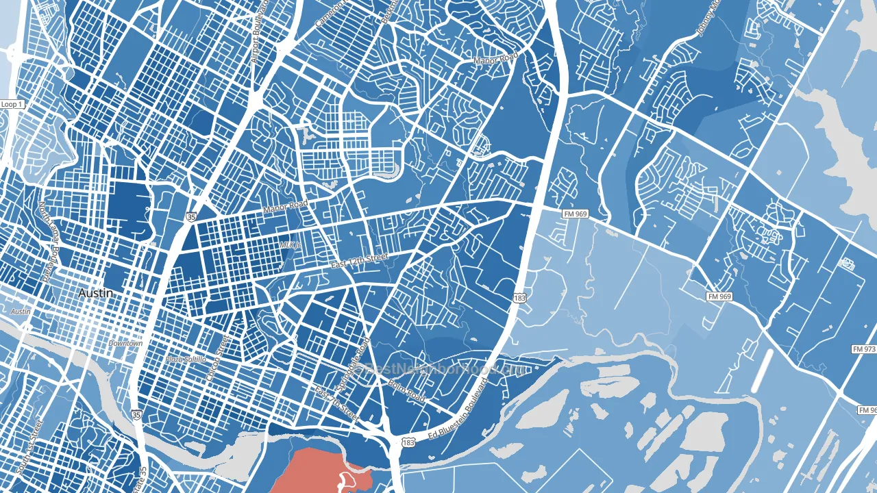 Martin Luther King, Austin, TX block-group political-lean map