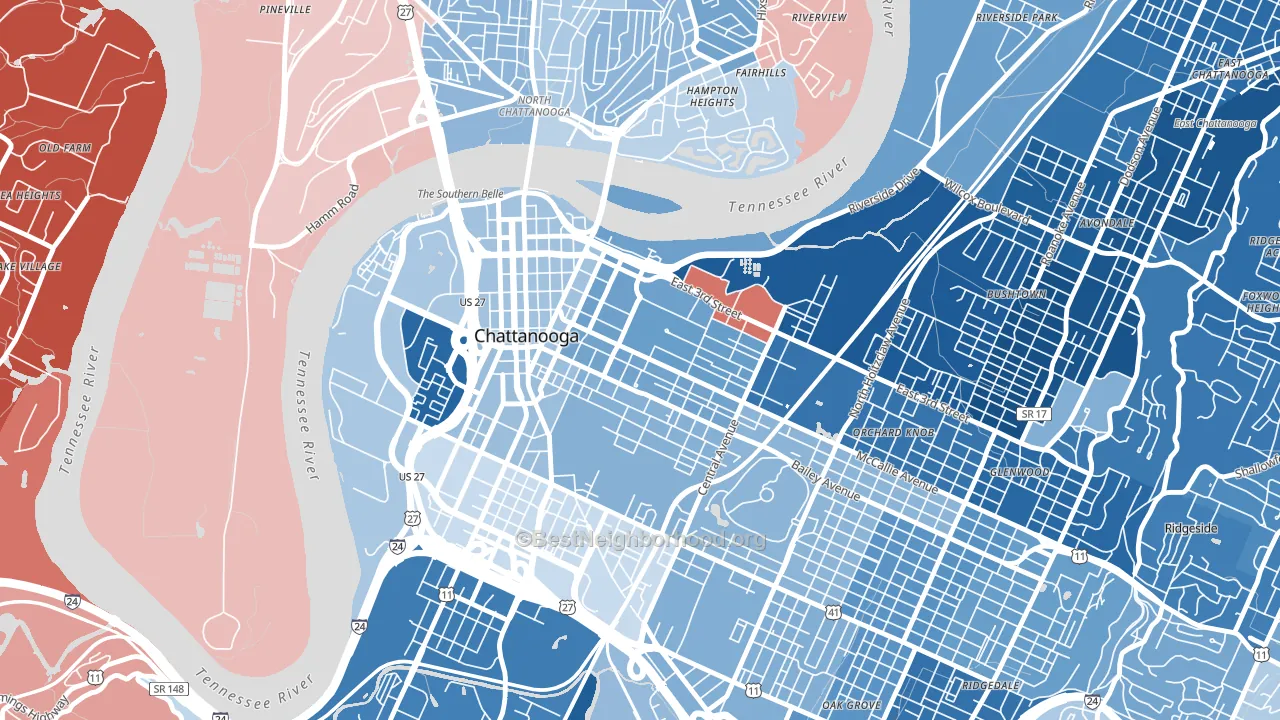 Martin Luther King, Chattanooga, TN block-group political-lean map
