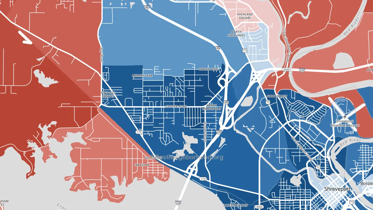 Martin Luther King, Shreveport, LA block-group political-lean map