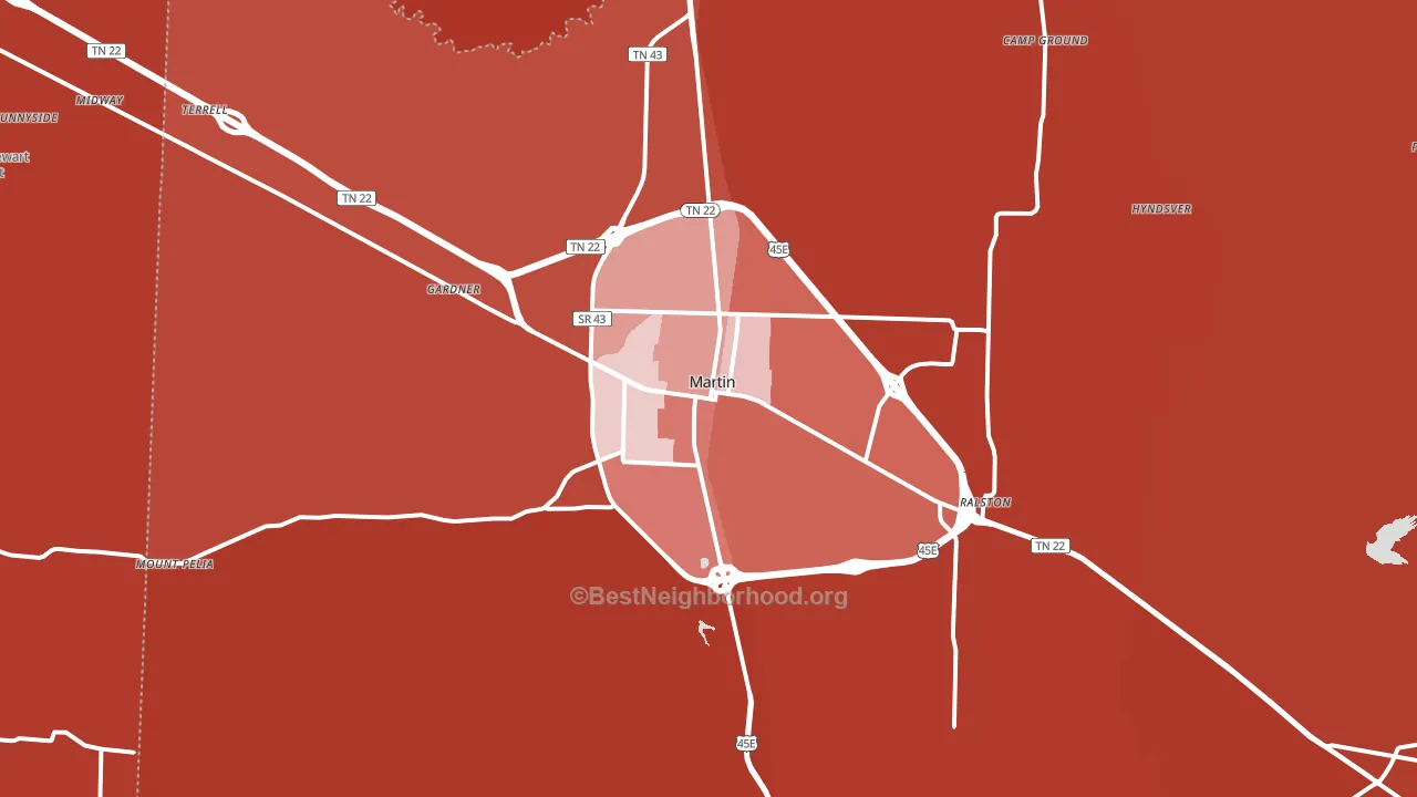 Martin, TN block-group political-lean map