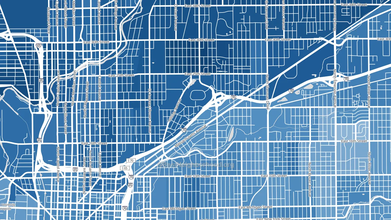Martindale-Brightwood, Indianapolis, IN block-group political-lean map