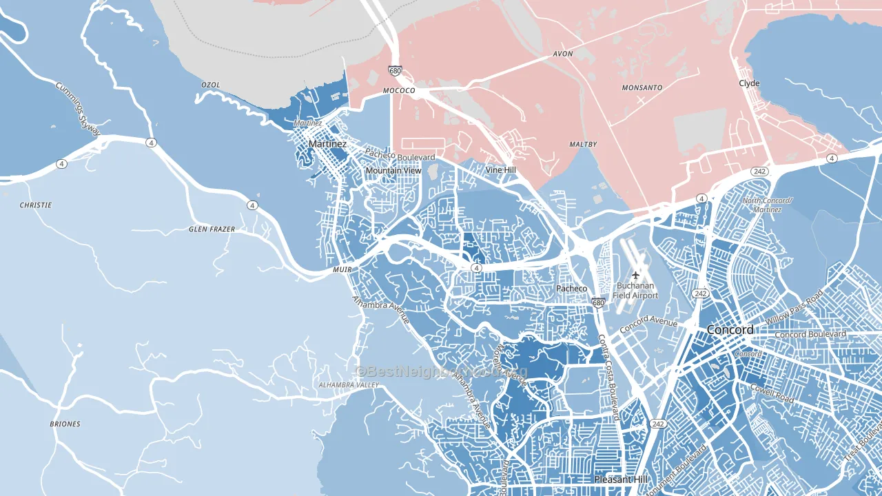 Martinez, CA block-group political-lean map