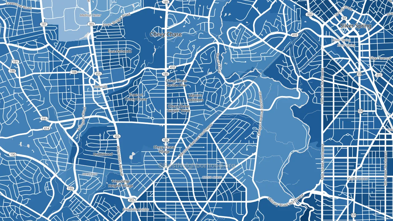 Martins Additions, MD block-group political-lean map
