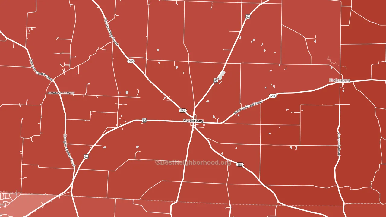 Martinsburg, OH block-group political-lean map
