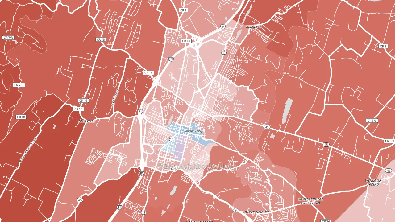 Martinsburg, WV block-group political-lean map
