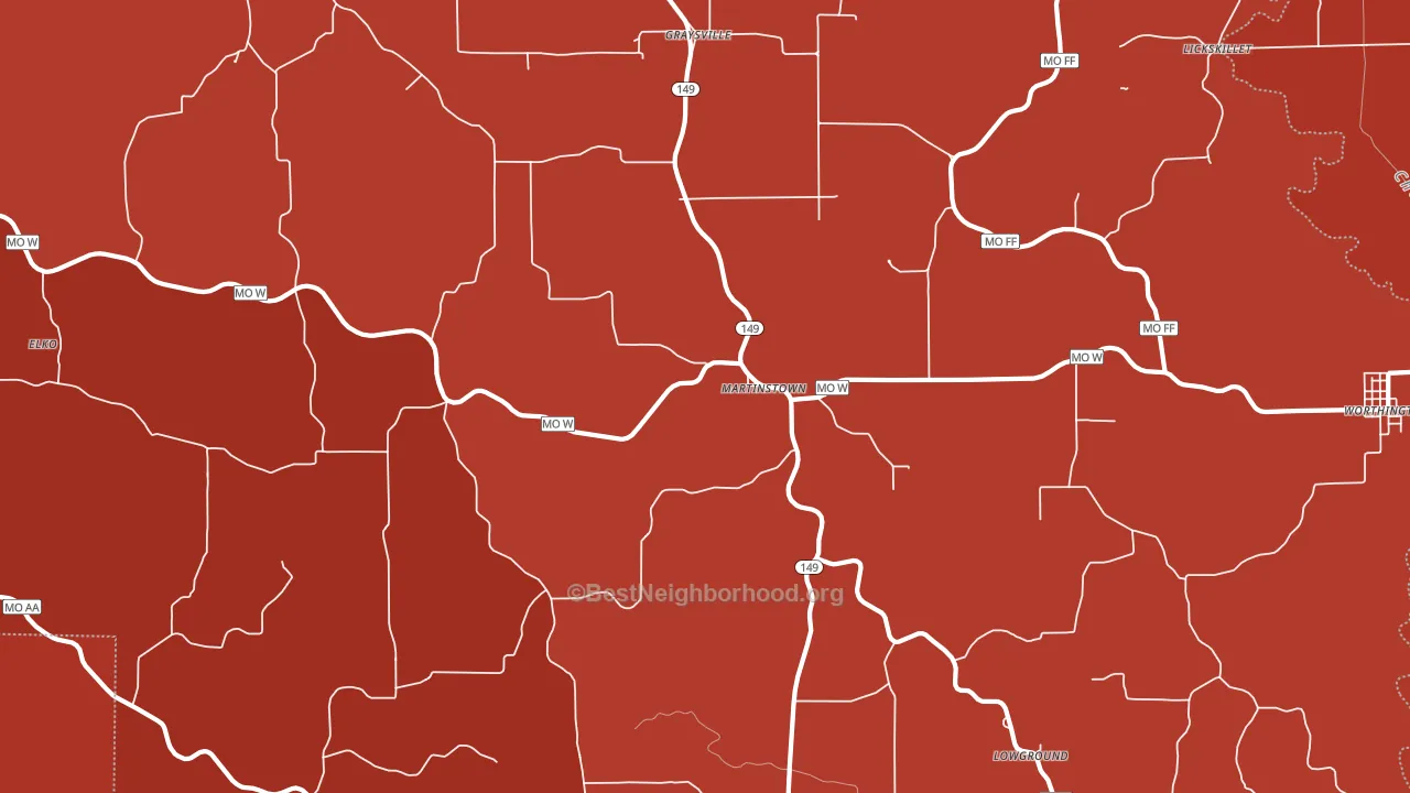 Martinstown, MO block-group political-lean map