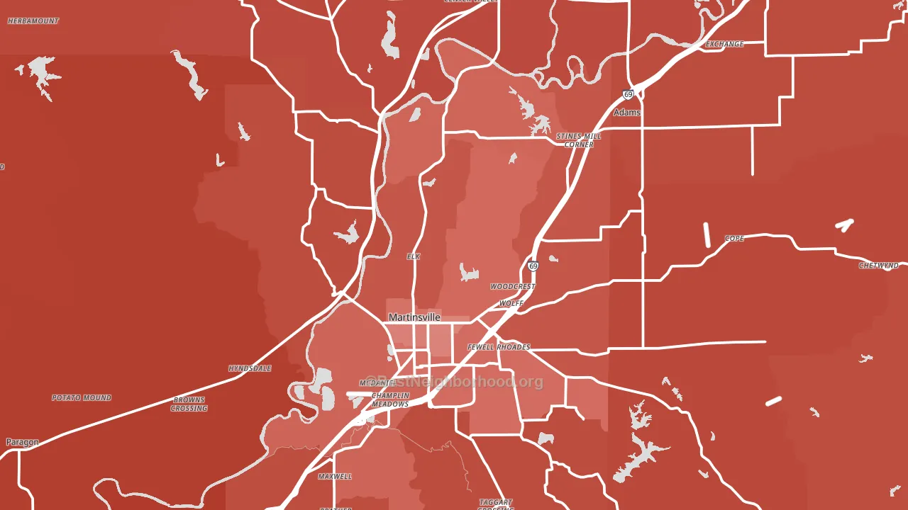Martinsville, IN block-group political-lean map