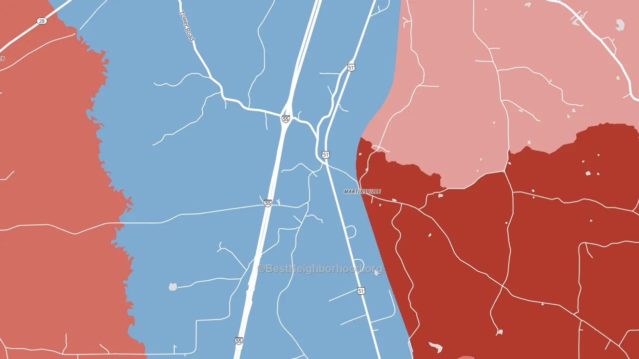 Martinsville, MS block-group political-lean map