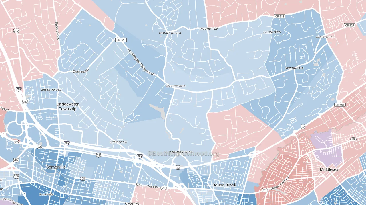 Martinsville, NJ block-group political-lean map