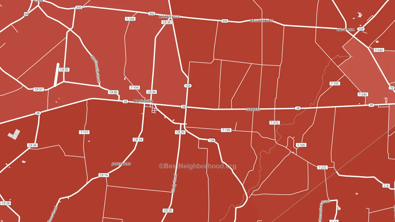 Martinsville, OH block-group political-lean map