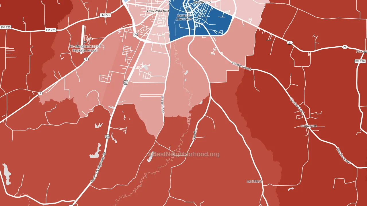 Martinsville, TX block-group political-lean map