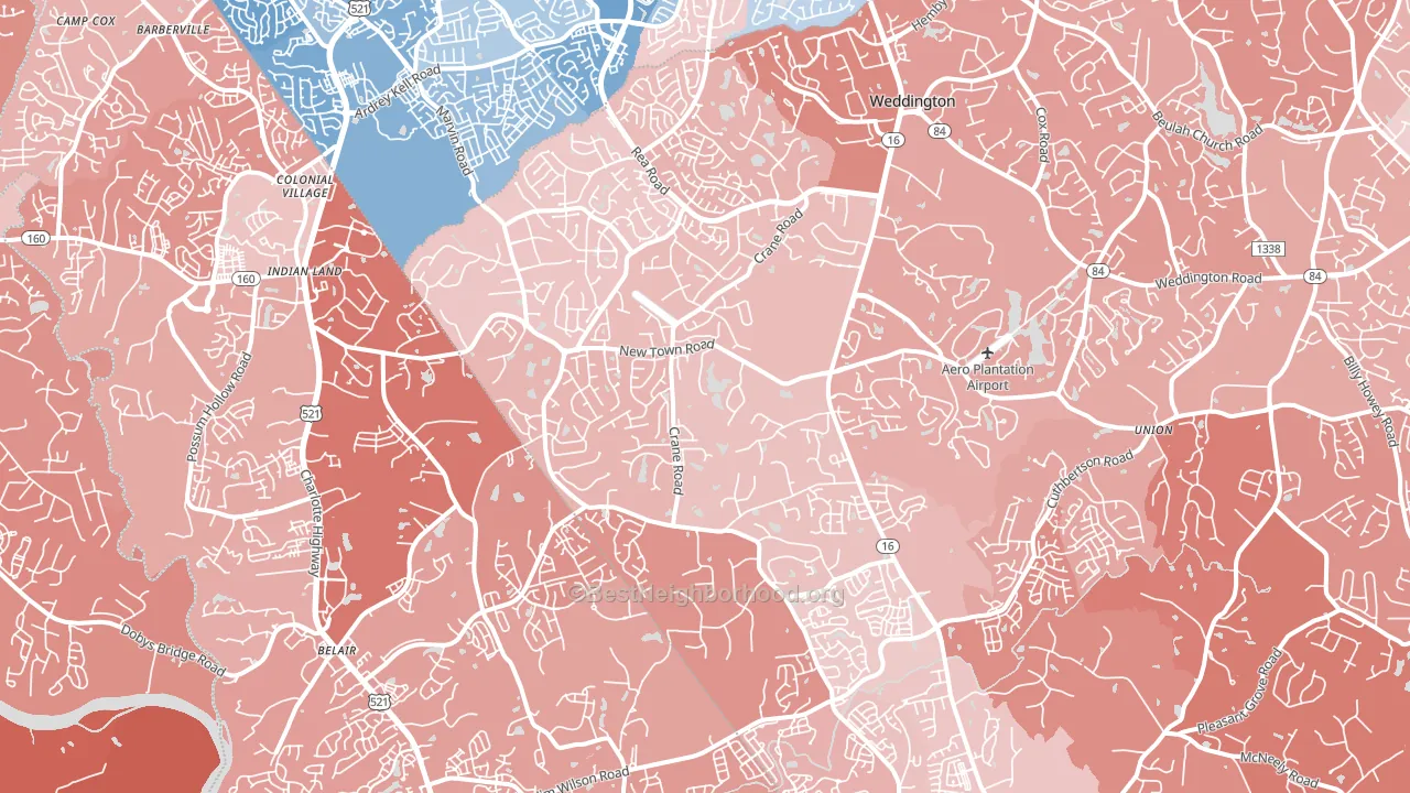 Marvin, NC block-group political-lean map