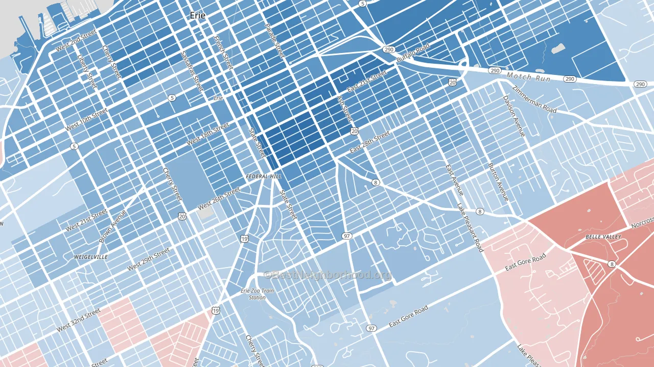 Marvintown, Erie, PA block-group political-lean map