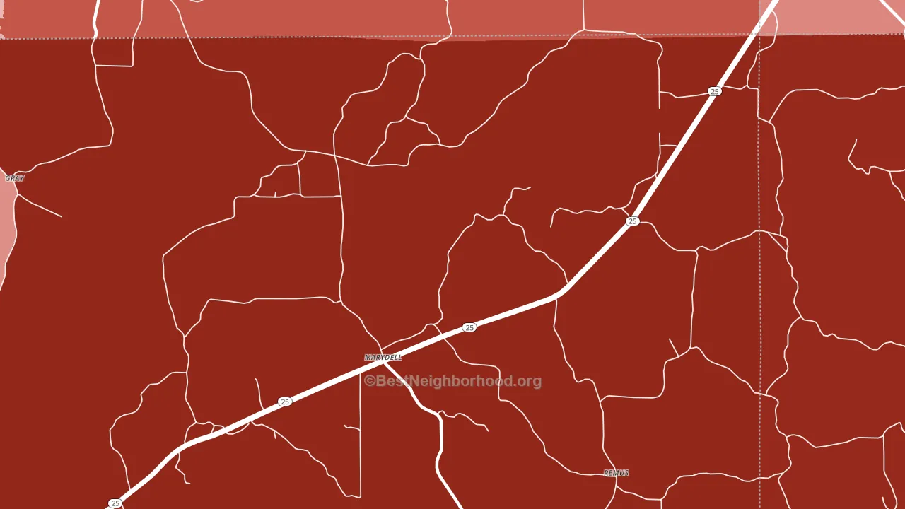 Marydell, MS block-group political-lean map