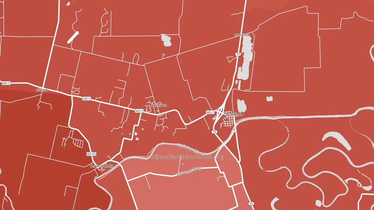 Maryknoll, MO block-group political-lean map