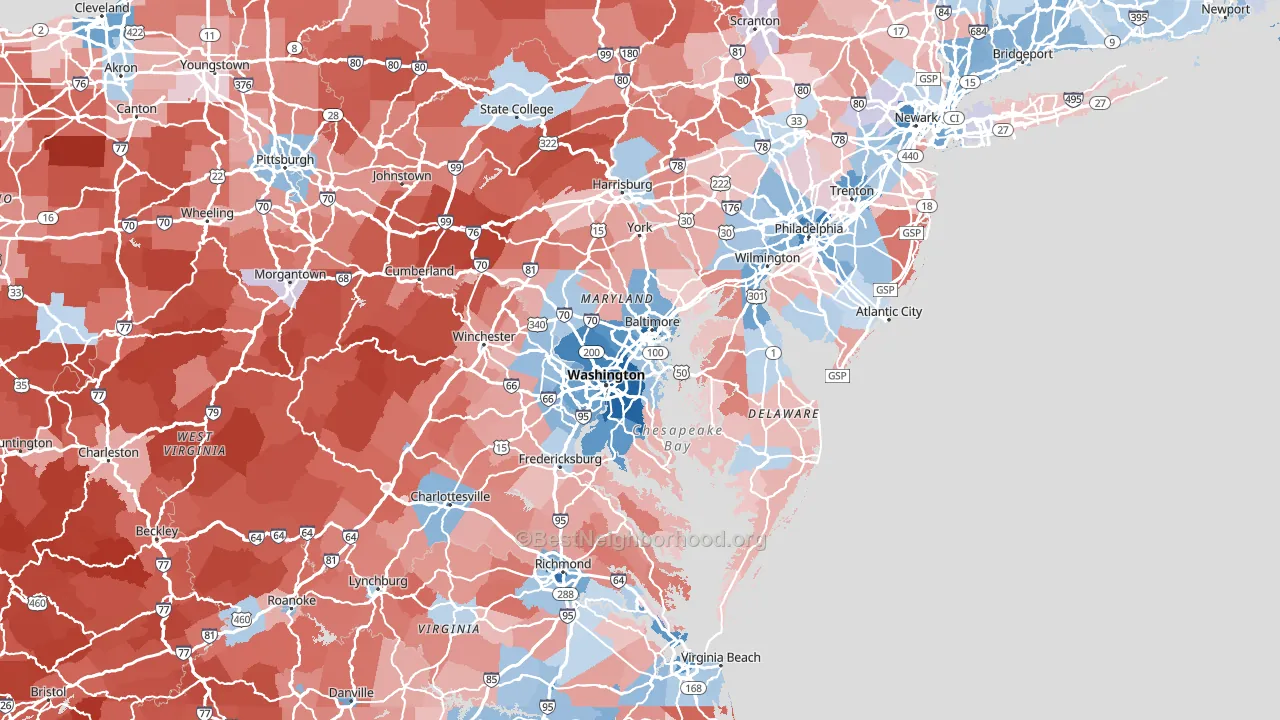 Maryland block-group political-lean map