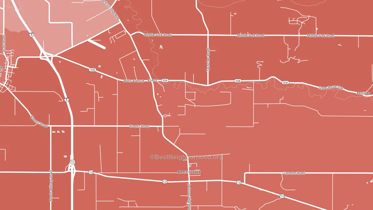 Marys Corner, WA block-group political-lean map