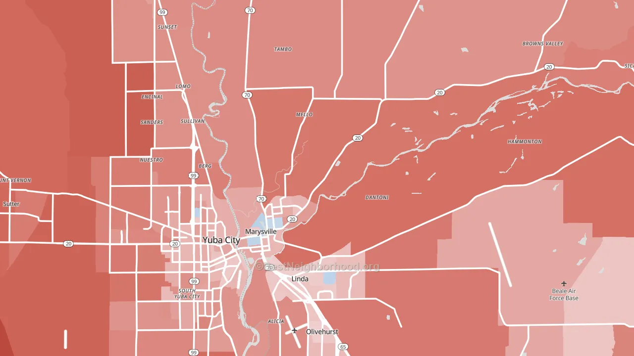 Marysville, CA block-group political-lean map