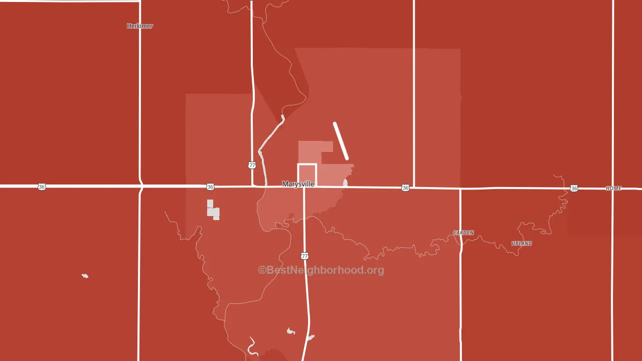 Marysville, KS block-group political-lean map