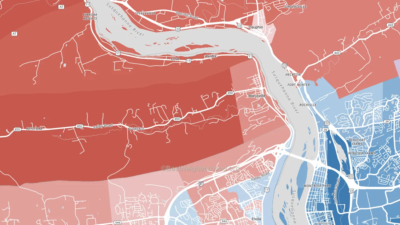 Marysville, PA block-group political-lean map